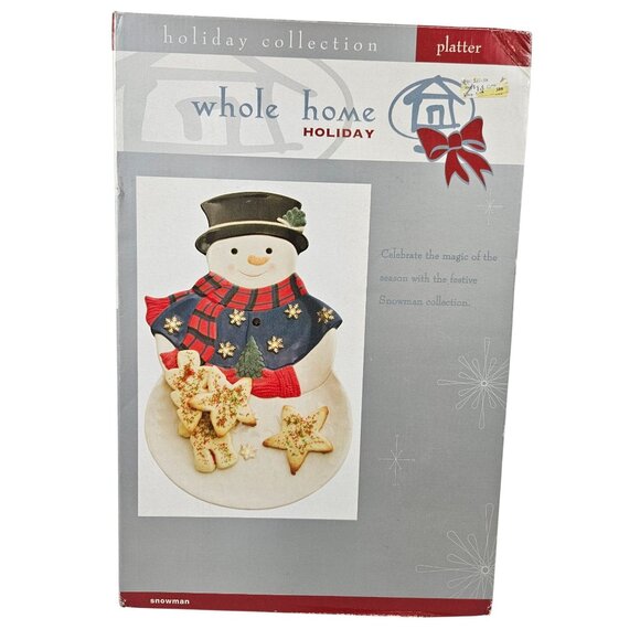 Whole Home Snowman Platter Holiday Collection Ceramic Vintage Christmas Decor - Picture 3 of 13